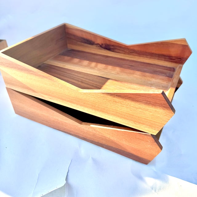 Contemporary European Beech Wood Two Tiered Letter Tray- 2 Pieces For Sale - Image 11 of 12