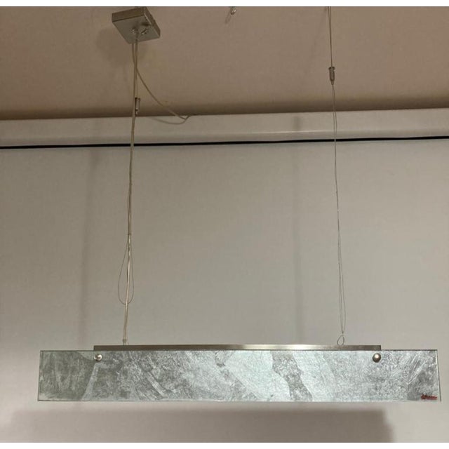 Italian Suspension Lamp With 4 Lights and Chromed Metal Structure. Matte and Murano Glass, 1990 For Sale - Image 4 of 11