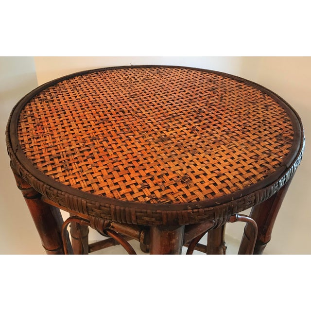 Vintage Bamboo & Cane Round Side Table Chairish