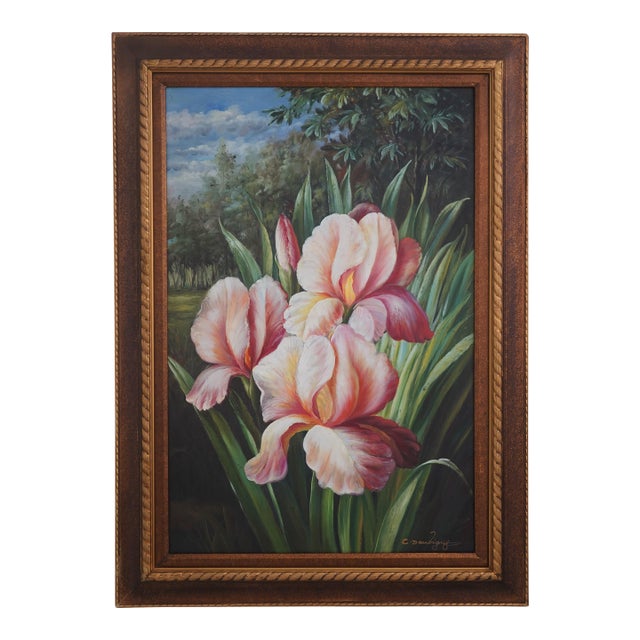Vintage Oil on Canvas Floral Framed Painting - Signed For Sale