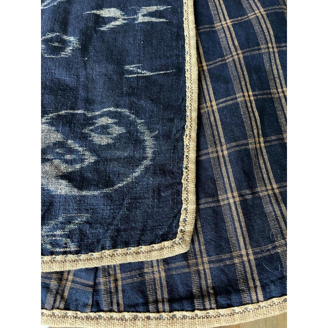 Japanese Indigo Kasuri Ikat Traveling Cape For Sale - Image 16 of 17