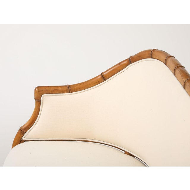 Faux Bamboo Carved Wood Settee, France Mid 20th C. For Sale - Image 9 of 12
