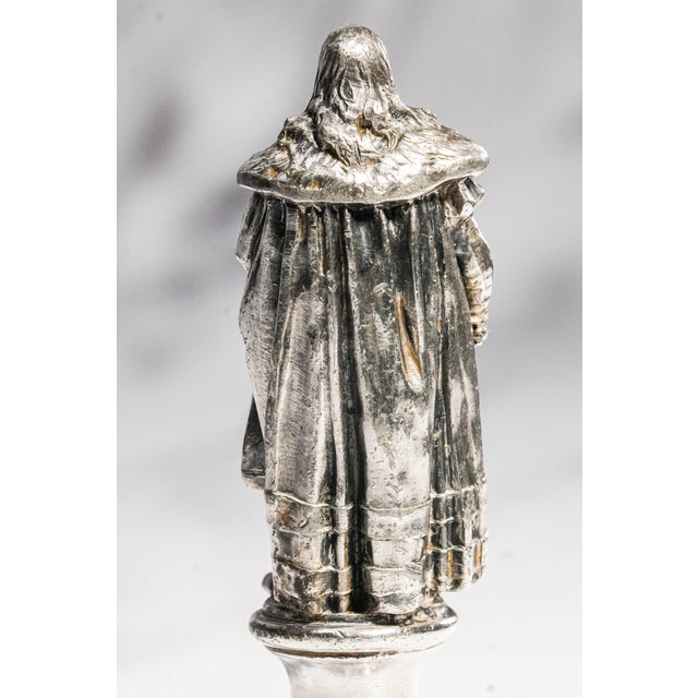 Neat Antique Art Nouveau Silver Gilt Bronze Albrecht Dürer Statue Miniature Desk Wax Seal For Sale - Image 12 of 15