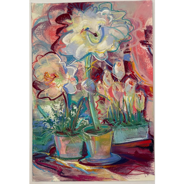 Impressionist Susan Glendenning Amaryllis Botanical Pastel For Sale - Image 3 of 3