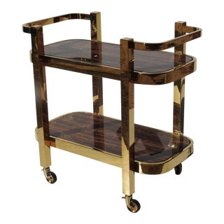 Modern Design Rolling Bar Cart With Marble Inserts For Sale