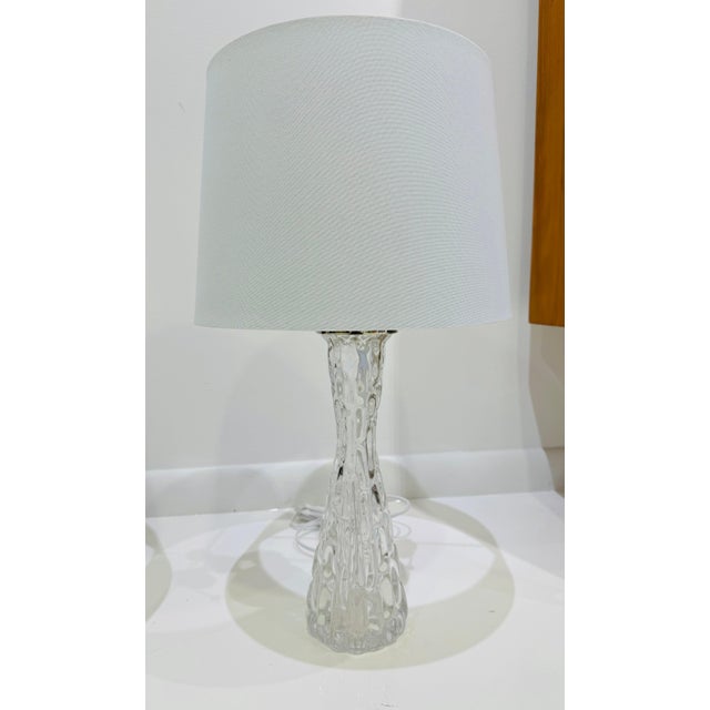 1950s Pair of 1950s Swedish Crystal Orrefors Carl Fagerlund Mid Century Table Lamps For Sale - Image 5 of 12