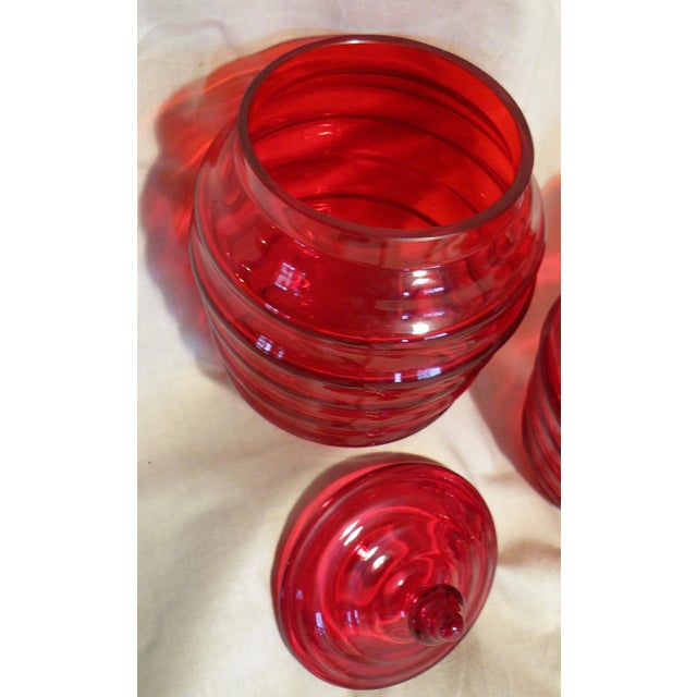 Early 20th Century 1930s Jean Beck München Signed Art Glass Jars With Lids - a Pair For Sale - Image 5 of 12
