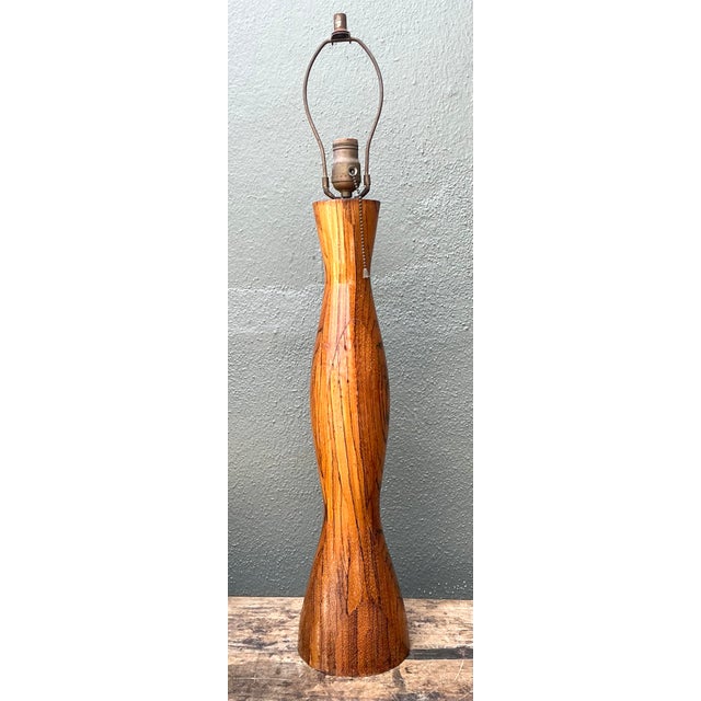 Vintage Turned Wood Lamp For Sale - Image 4 of 12