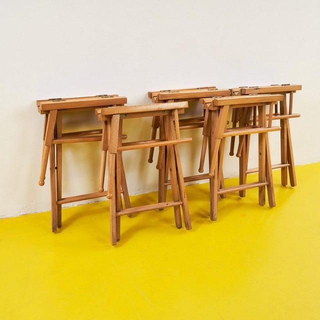 Textile Open Close Directors Chairs, Set of 5 For Sale - Image 7 of 8