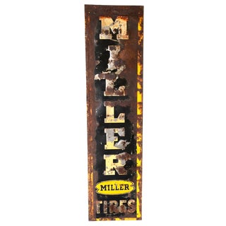 Vintage Original Miller Tires Gas Station Sign For Sale