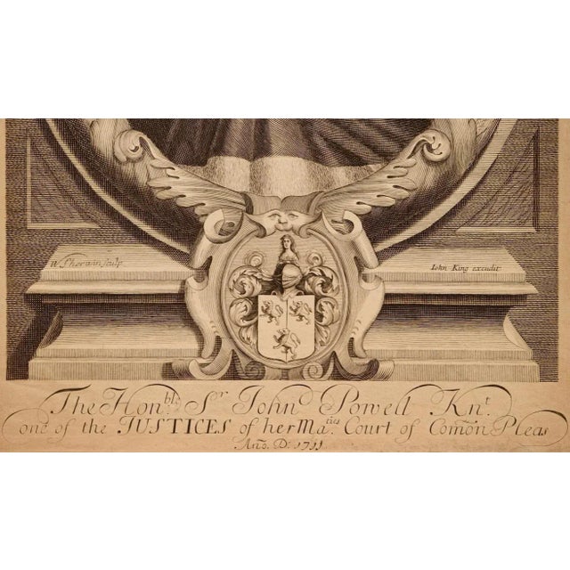 Sir. John Powell, Knight: Early 18th C. Engraved Portrait After William Sherwin, 1711 For Sale - Image 4 of 4