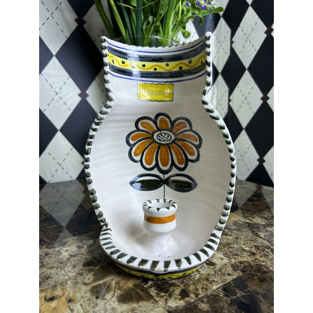 La Menora Talavera Spanish Hand-Painted Ceramic Wall Candle Sconce For Sale - Image 10 of 12