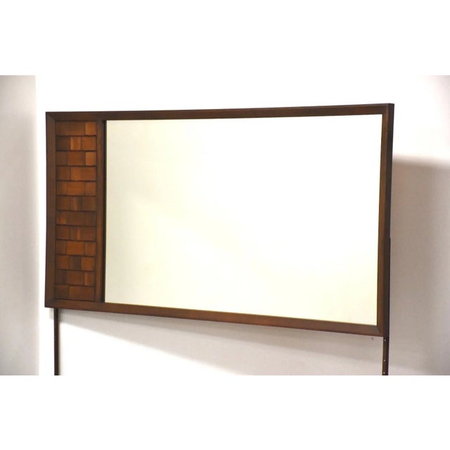 Wood Walnut Brutalist MCM Mirror For Sale - Image 7 of 7