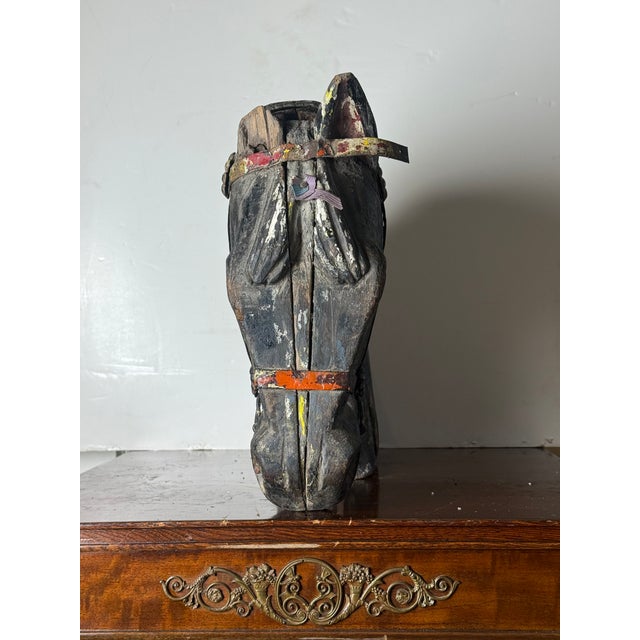 Antique Hand-Carved Wooden Carousel Horse Head For Sale - Image 4 of 10