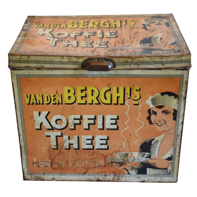 1930s Van Den Berghs Koffie (Coffee) Tin Storage Box From the Netherlands For Sale - Image 9 of 10