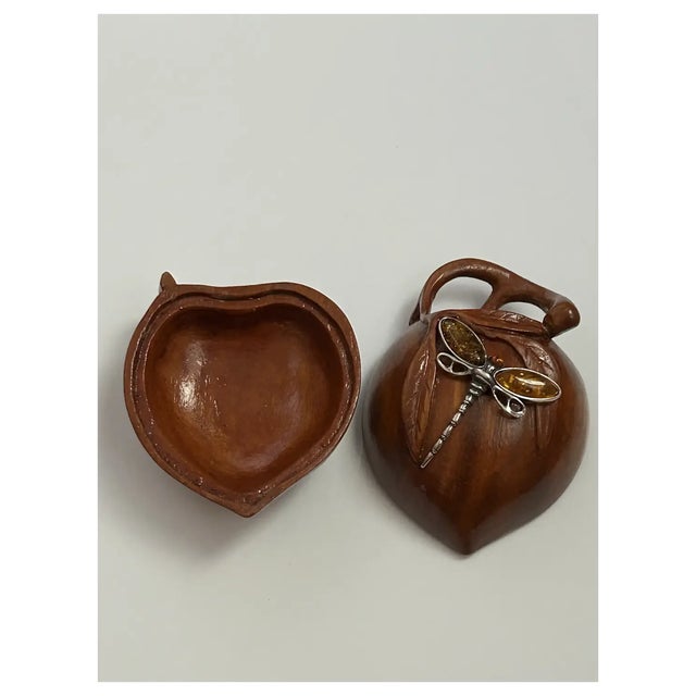 Ooak, Rare, Carved Trinket Box/Sterling, Amber For Sale - Image 4 of 9