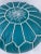 Turquoise Blue Turquoise Moroccan Leather Pouf Cover For Sale - Image 8 of 9