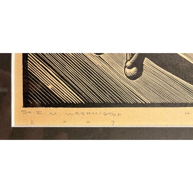 American 2007 Earl M. Washington Hawai Open Edition Wood Block Print After Howard Cook, Framed For Sale - Image 3 of 7