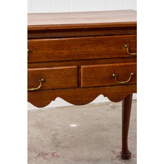 Early 19th Century Early 19th Century Georgian Oak Lowboy With Original Swan Pulls For Sale - Image 5 of 13