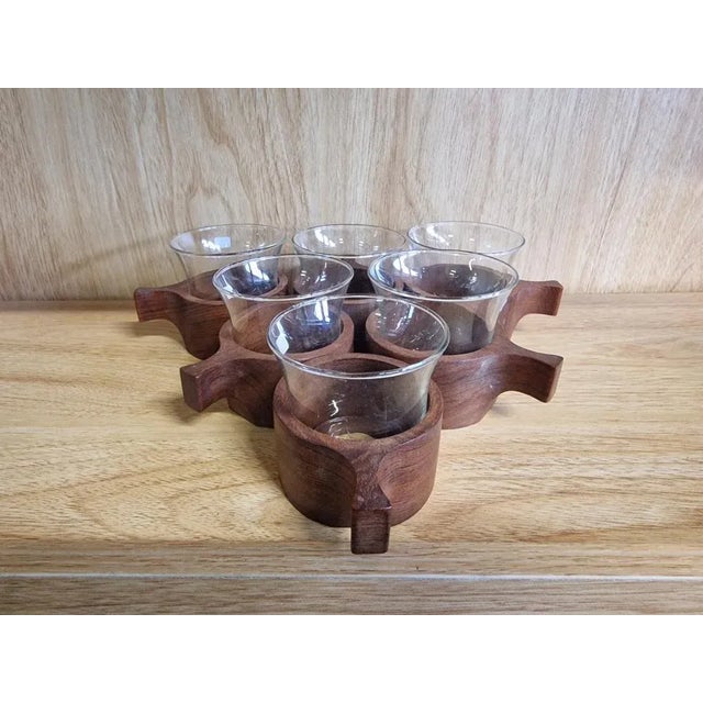 Vintage Cups in Teak, 1960s, Set of 6 For Sale - Image 5 of 5