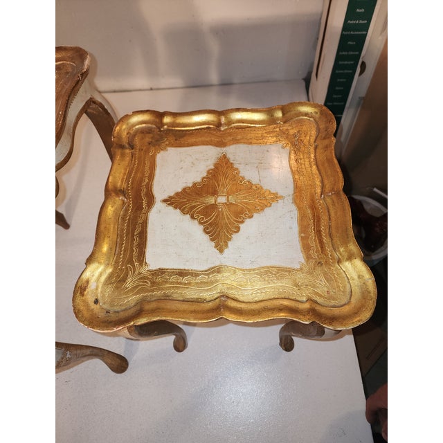 Gold 1960s Italian Florentine Gilded Nesting Table Set For Sale - Image 8 of 8