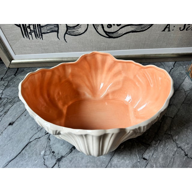White Vintage Hand Cast Scallop Shell Cachepot For Sale - Image 8 of 9