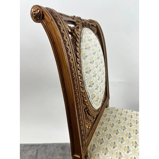 Vintage French Louis XVI Style Oak Side Chairs, Carved Cameo Back, Pair For Sale - Image 11 of 15