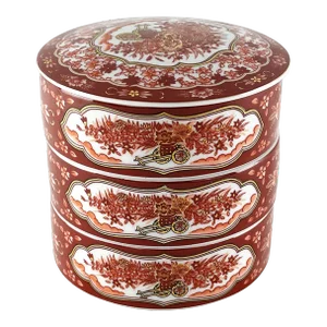 Vintage Chinoiserie Japanese Porcelain Stacking Box