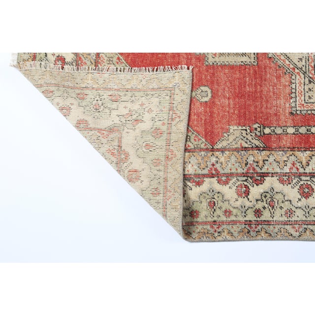 Mid 20th Century Geometric Star Design Rug – Handwoven Turkish Wool on Cotton Floor Rug -3' 7'' X 5' 9'' For Sale - Image 9 of 12