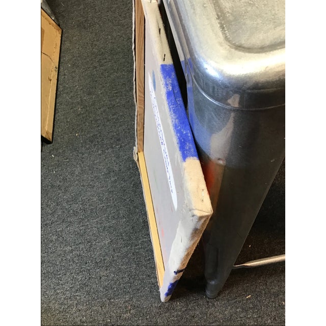 Mixed Media on 21 7/8” by .58" by 16” Repurposed Canvas Tarp. Artist signed on the back side with S. Stilgenbauer (CA...