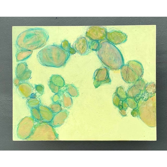 Bright Green Vintage Original Abstract Oil on Canvas For Sale - Image 8 of 12