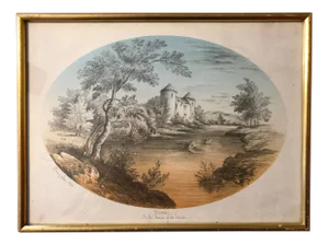1856 Pencil and Watercolor Landscape Drawing by Fanny Lea