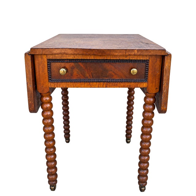American Antique Sheraton-Style Drop Leaf Side Table For Sale - Image 3 of 6
