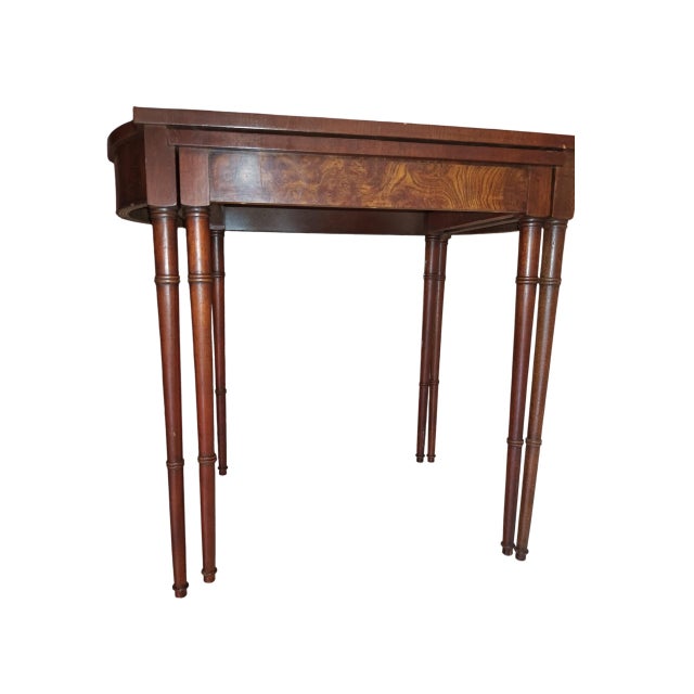 1920s Maximize Your Living Space Without Sacrificing Classic Elegance With This Versatile Antique Sheraton-Style Mahogany Nesting Extension Table. For Sale - Image 5 of 12