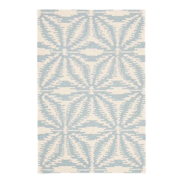 Dash & Albert by Annie Selke Aster Sky Micro Hooked Wool Rug, 7' 6" x 9' 6" For Sale