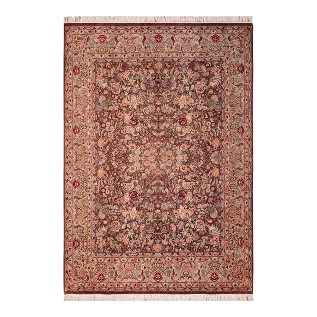 Intricate Shabby Chic 1990's Pak-Persian Brown/Beige Wool Rug - 8'2'' X 10'6'' For Sale