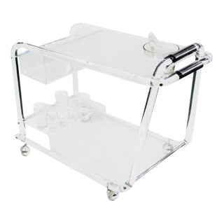 Mid-Century Lucite Bar Cart With Chrome Accents