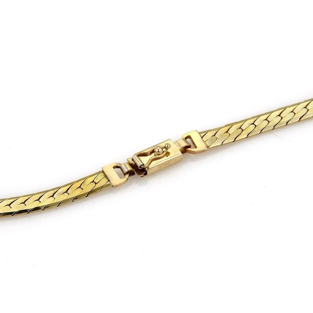 Contemporary Mid 20th Century Herringbone 14k Yellow Gold Wide Necklace 30" Long For Sale - Image 3 of 4