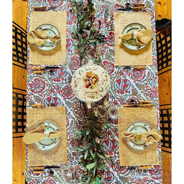 Vintage 1980's Rectangular Hand-Loomed Raffia Placemats- Set of 4 For Sale - Image 12 of 13