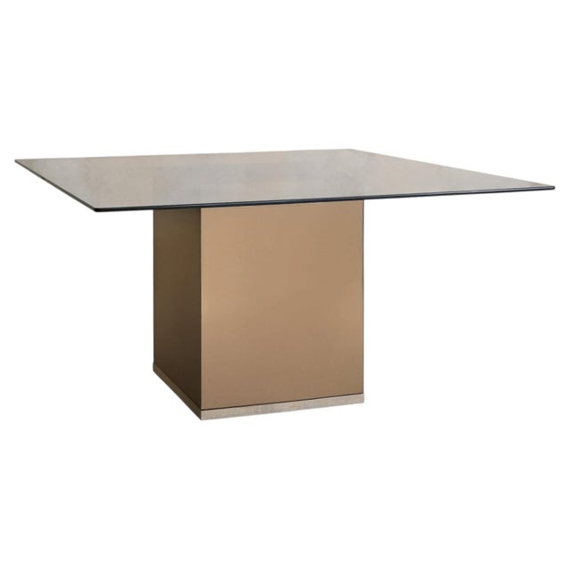 Italian Bronze Mirrored Dining Table Attributed to Gavina, 1975 For Sale - Image 12 of 12