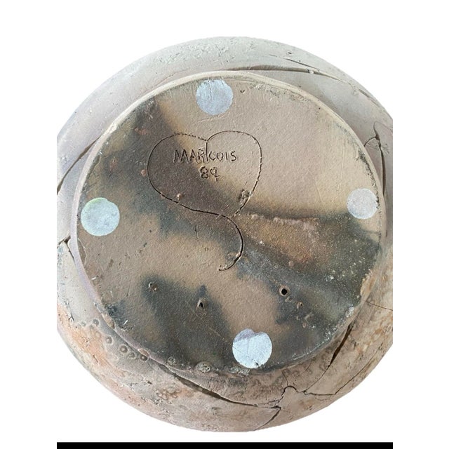 Vintage 1990 Handcrafted Studio Art Pottery Olla Vase Large Round Vessel, Signed—Earthy Pastels For Sale In Seattle - Image 6 of 8