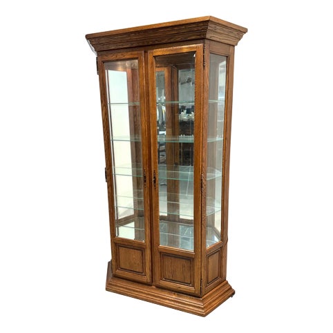Vintage Display Cabinet in Oak with Glass Shelves For Sale