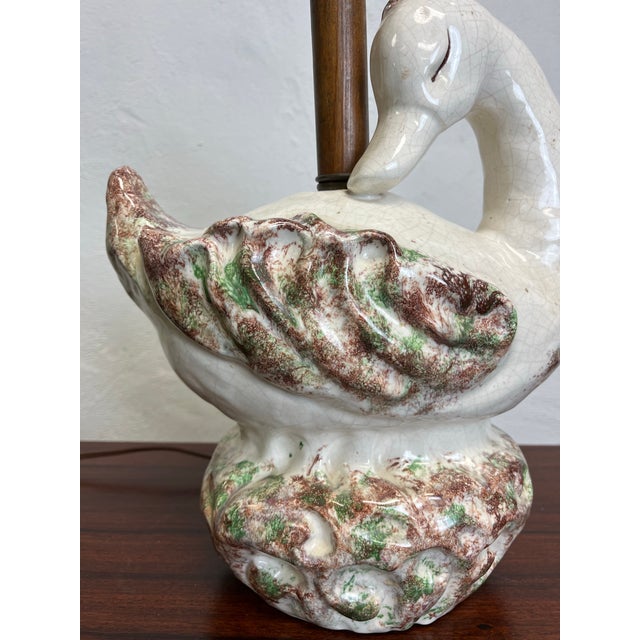 Vintage Ceramic Duck Lamp Crackle Glaze For Sale In New York - Image 6 of 7