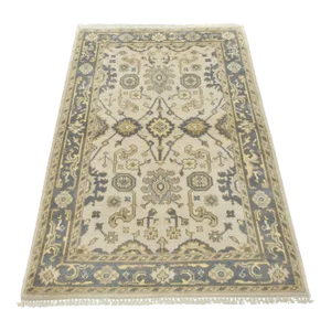 Oushak Rug 3'11'' X 6'1'' Ivory Wool Traditional Hand-Knotted Oriental Carpet