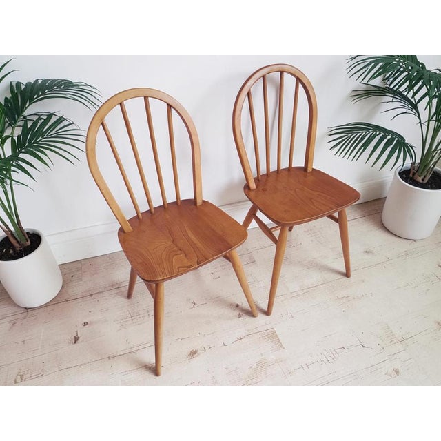Wood Mid-Century Modern Windsor Dining Chairs in Elm by Lucian Ercolani for Ercol, 1960, Set of 2 For Sale - Image 7 of 14