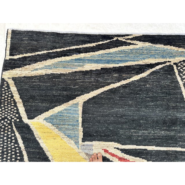 Cubist Abstract Carpet in Carbon Black & Saffron - 8'10" X 9'10" For Sale - Image 9 of 10