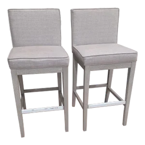 Transitional Gray Bar Stools - Set of 2