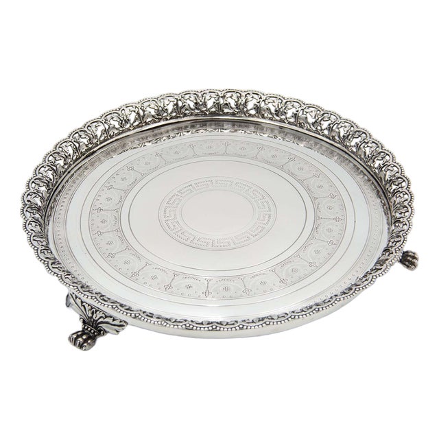 Circular Silver Ticket Holder with Wire Rack and Bows For Sale