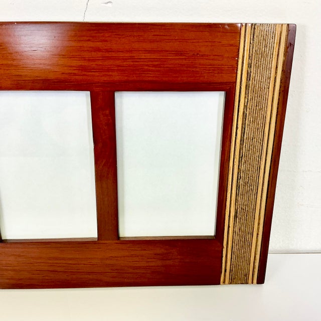 1980s 1980s Vintage Boho Chic Arts & Crafts Mahogany Dual Photo Wall Picture Frame. For Sale - Image 5 of 8