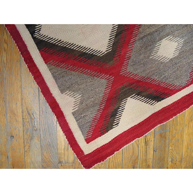 1920s Red Gray Black Tribal Diamond Pattern Flatwoven Antique Native American Navajo Rug 3' X 5' 6" Carpet For Sale - Image 4 of 5